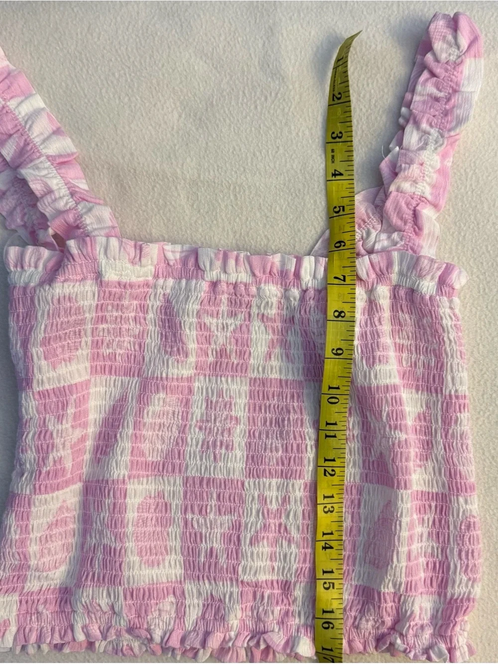 iris Pink and White Gingham Smocked Ruffle-Strap One-Piece